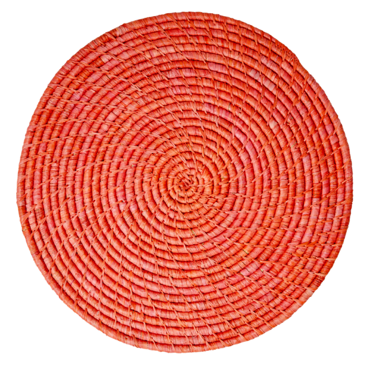 Raffia Large Round Placemat Coaster In Red By Rice DK Vibrant Home